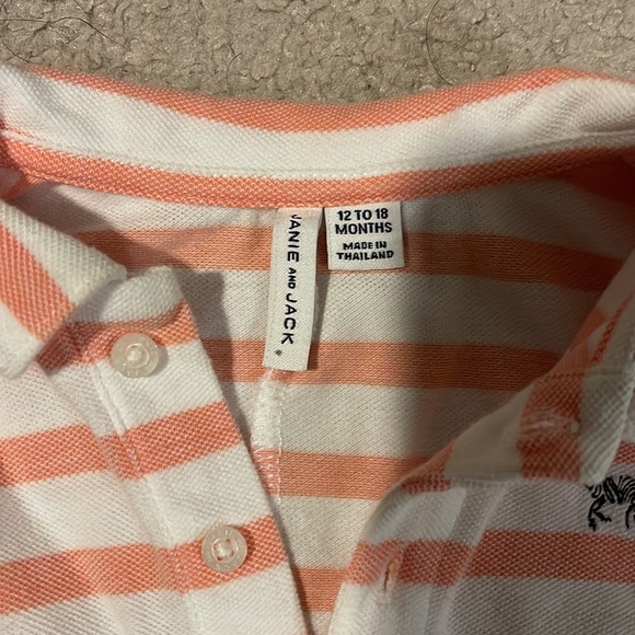 Janie and Jack Peach Striped One Piece Outfit 12-18M - Picture 4 of 7